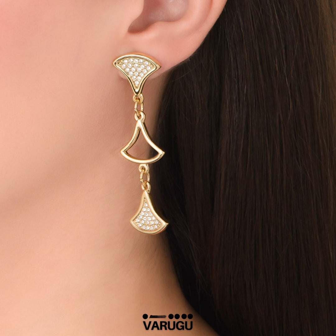 Aretes largos dorados | Baños de oro 18K