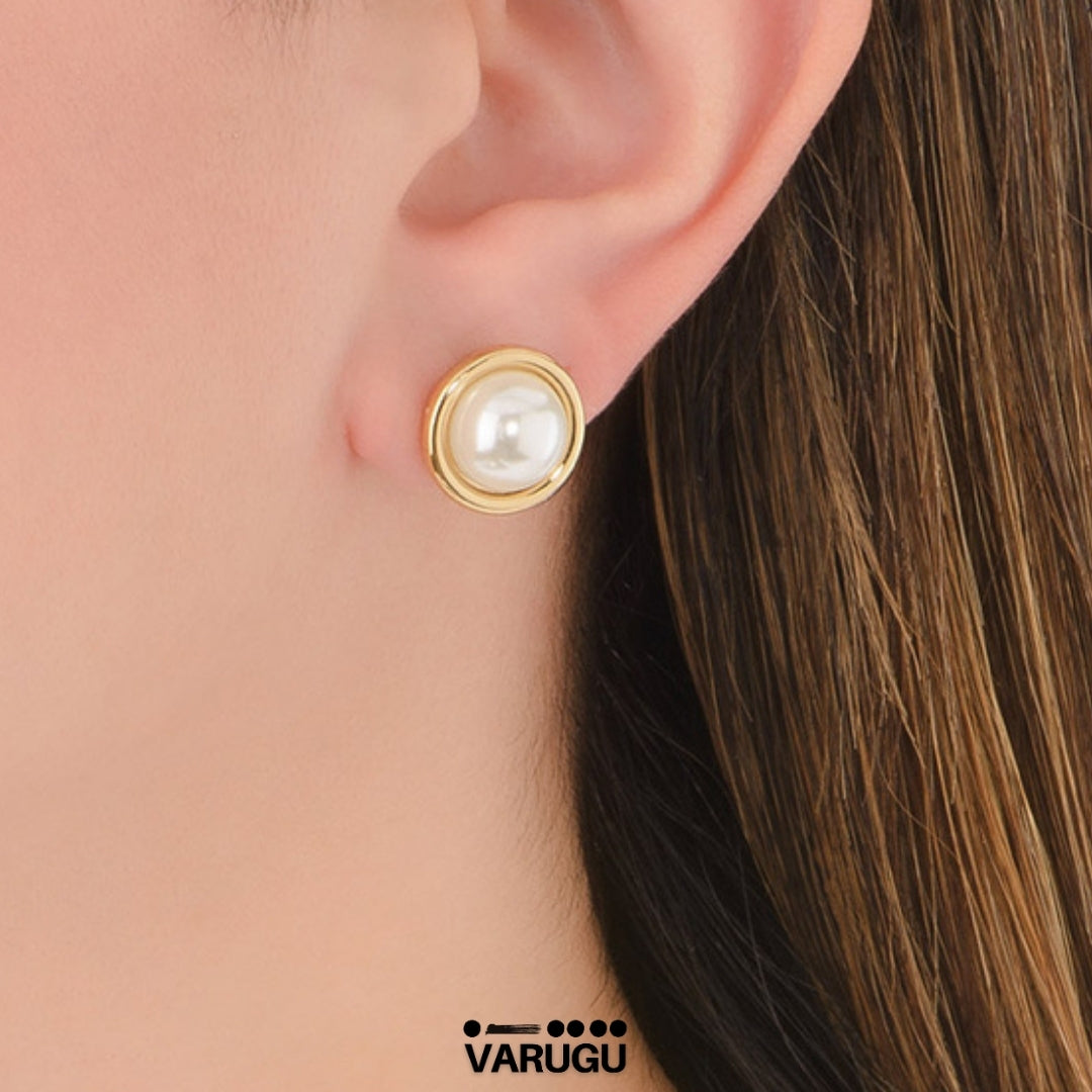 Aretes perla medianos para mujer