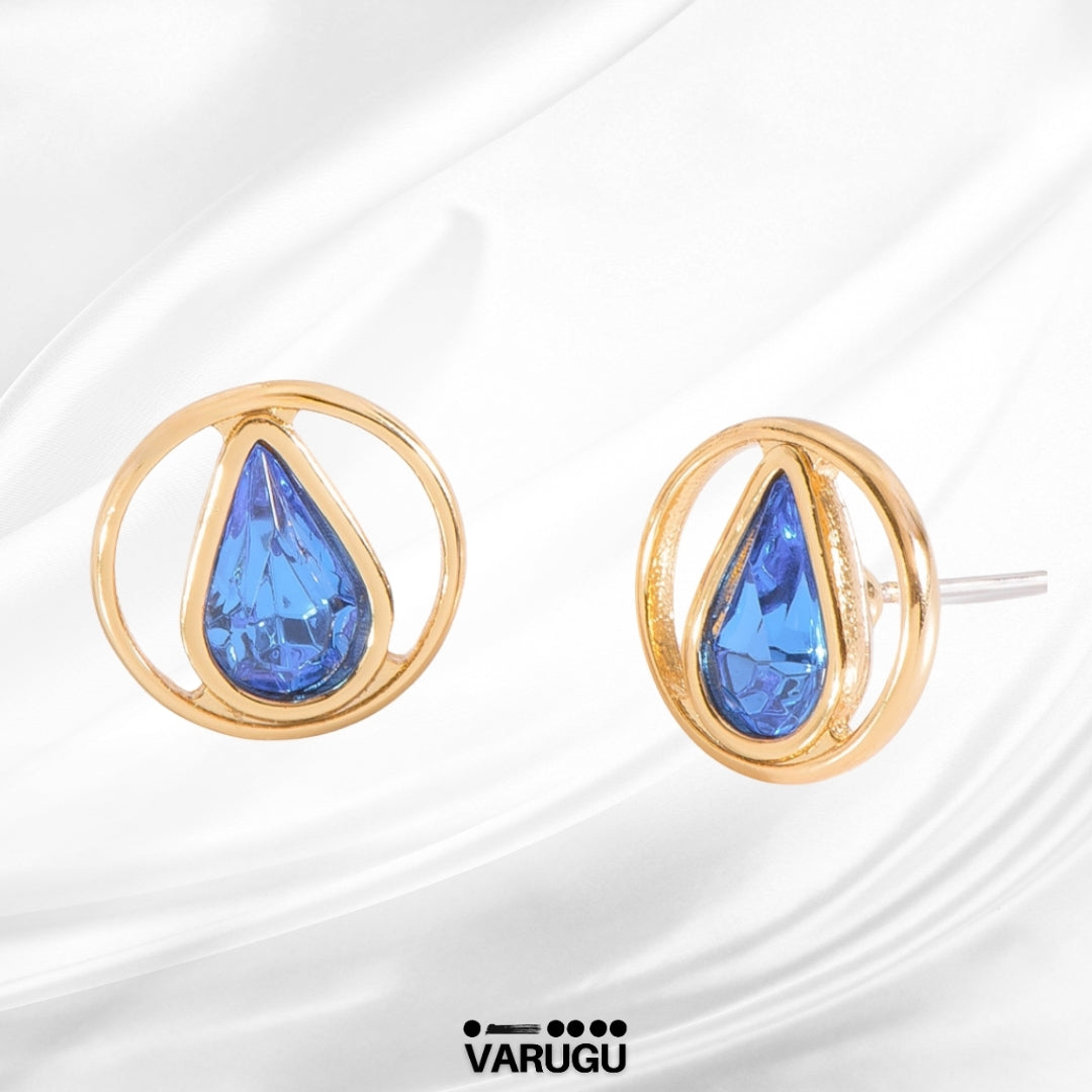 Aretes redondos con piedra azul