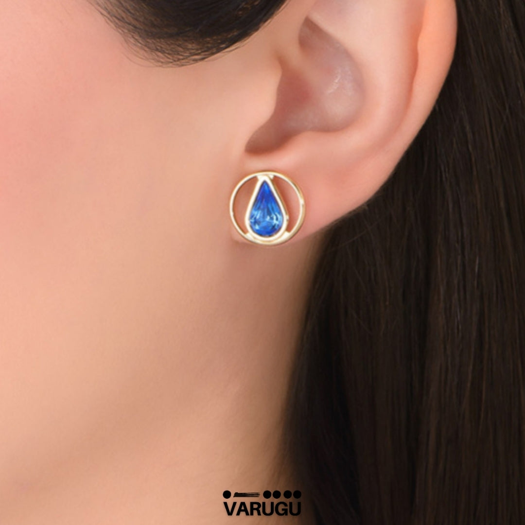 Aretes redondos con piedra azul