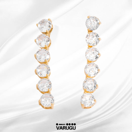 Aretes largos de diamantes - Baño de Oro