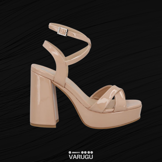 Zapatillas tacón estilo charol nude