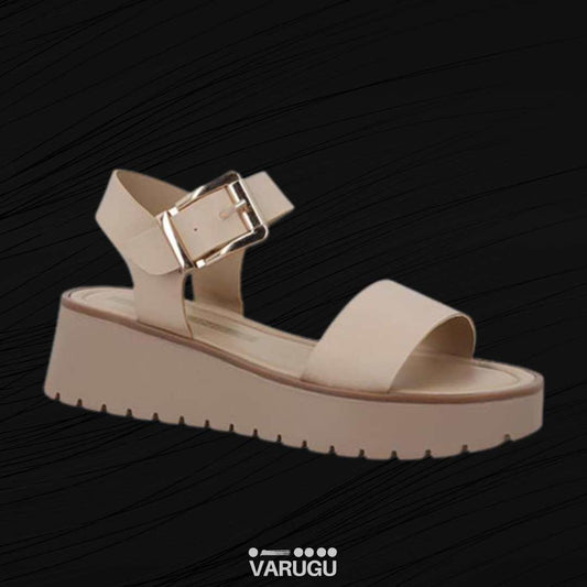 Sandalias de plataforma recta color beige