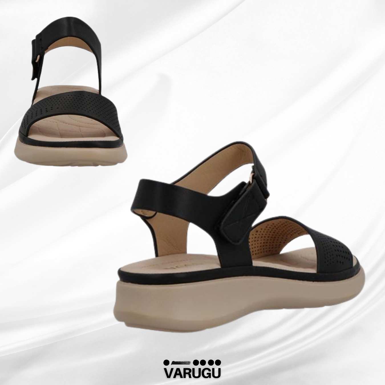 Sandalias negras ajustables cómodas