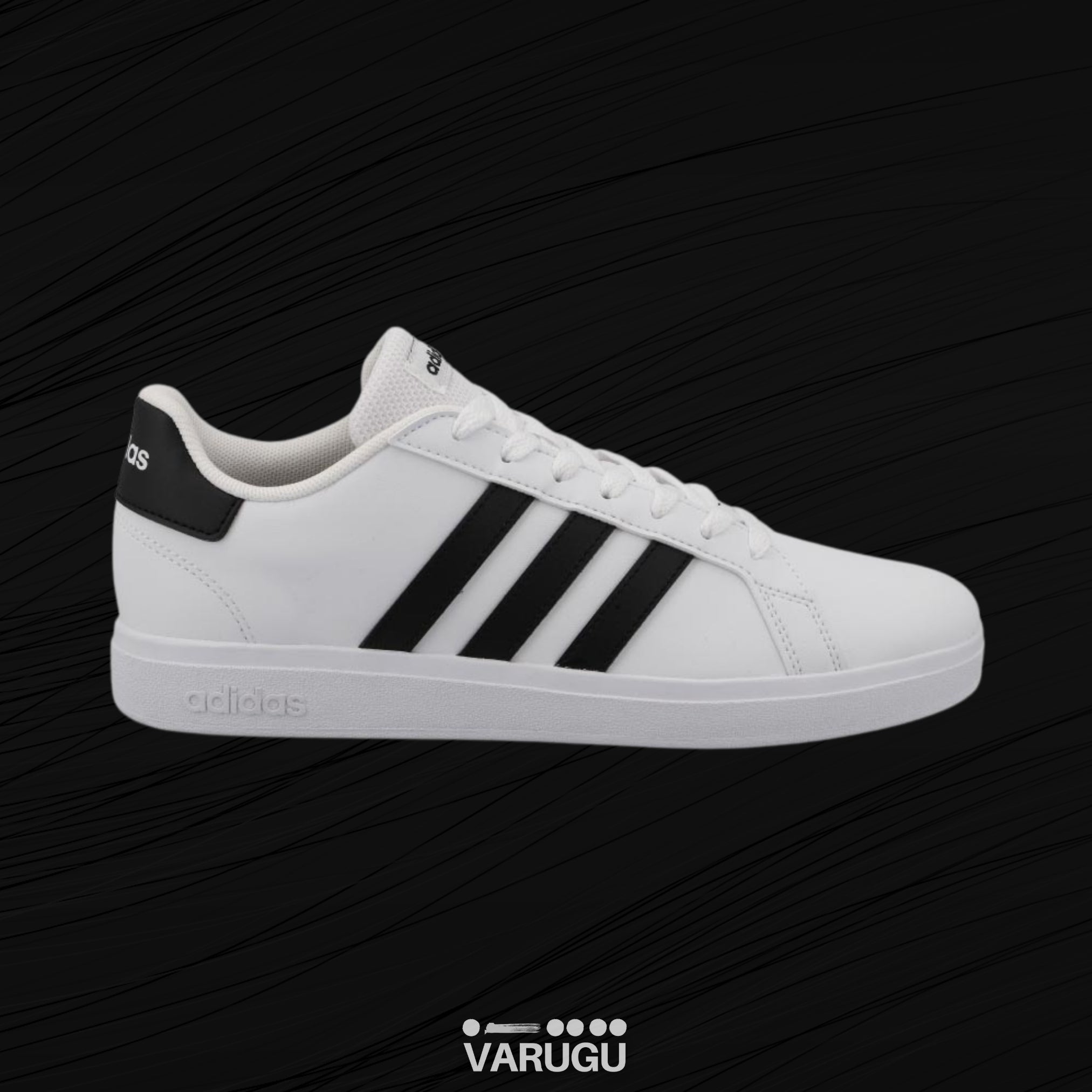 Tenis adidas blancos con franjas negras para mujer VARUGU