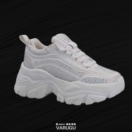 Tenis blancos con brillos para dama